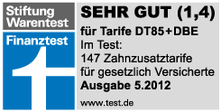 Sehr gute Zahnzusatzversicherungen: Tarif DBE und DT85