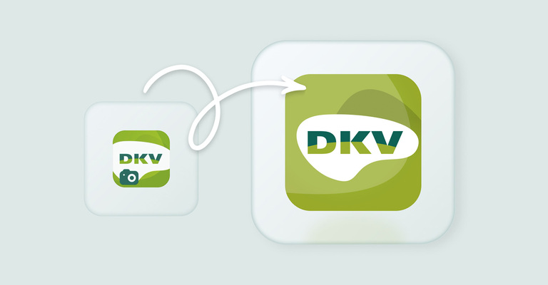 Zwei Apps, die kleinere App entwickelt sich zur neuen App. Mit Hilfe eines Pfeils graphisch von links nach rechts dargestellt.