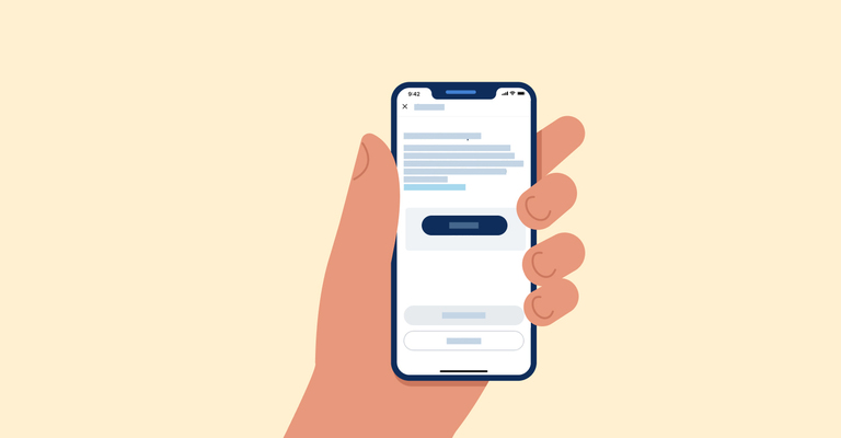 Grafik einer Hand, die ein Smartphone hält
