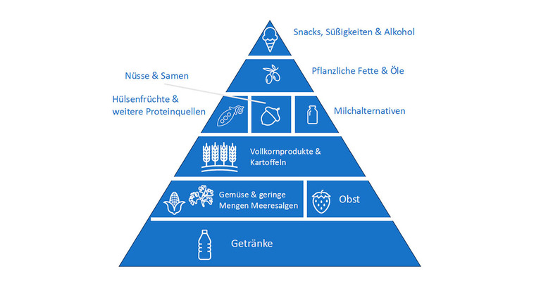 Lebensmittelpyramide unterteilt in verschiedenen Ebenen
