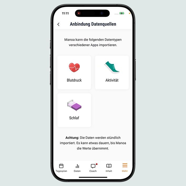 Darstellung der App in einem Smartphone.