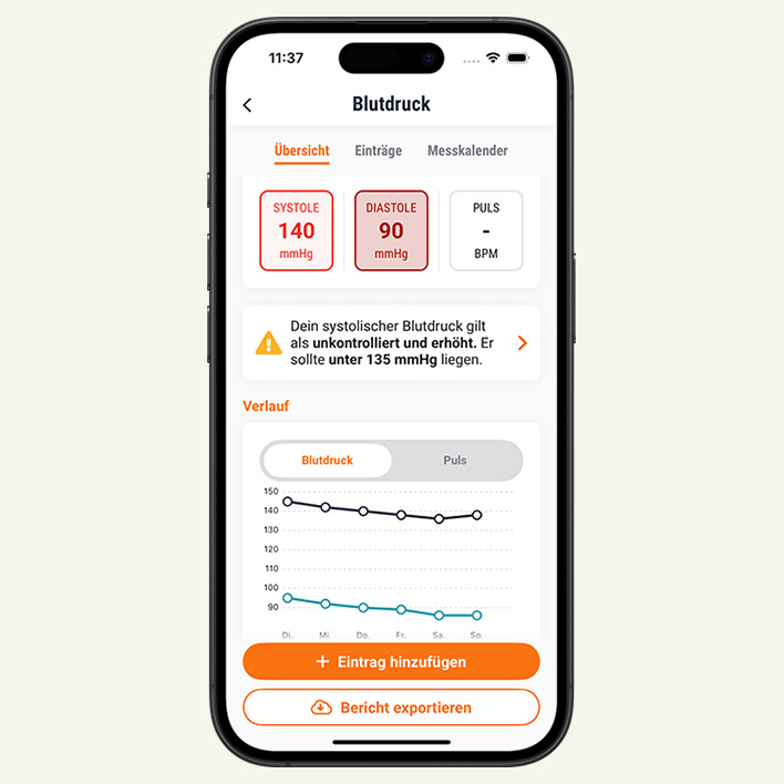 Darstellung der App in einem Smartphone.