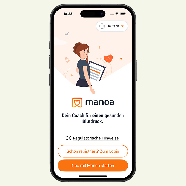 Darstellung der App in einem Smartphone.