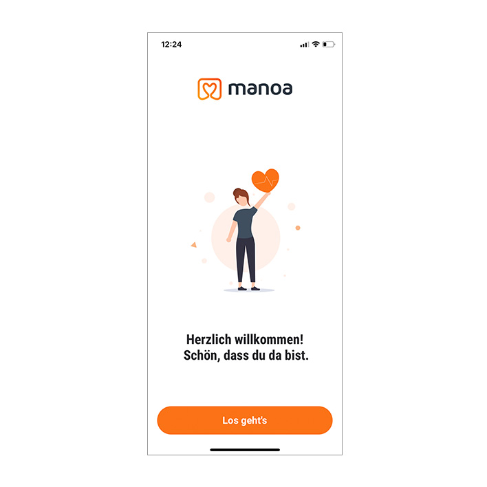 Screen der manoa App Anmldung