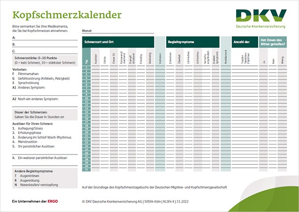 Vorschau eines PDF: Kopfschmerzkalender